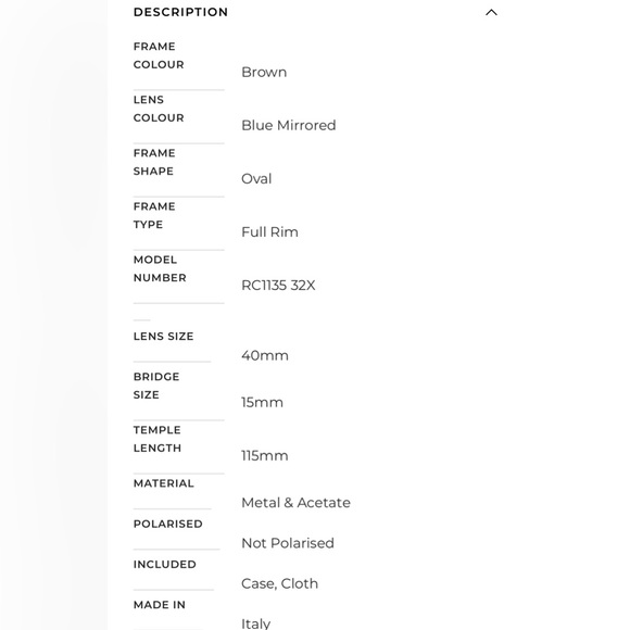 Roberto Cavalli RC1135 32X Brown & Gold Shield Sunglasses Frame - Picture 7 of 7